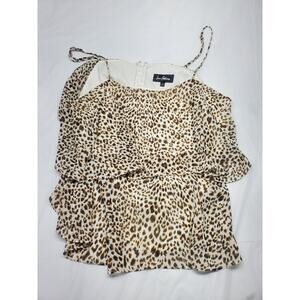 Sam Edelman Spaghetti Strap Lined Two Layer Top Leopard Print Cami Size Large